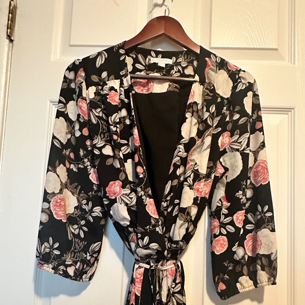 Large Black Floral Wrap Maxi Dress